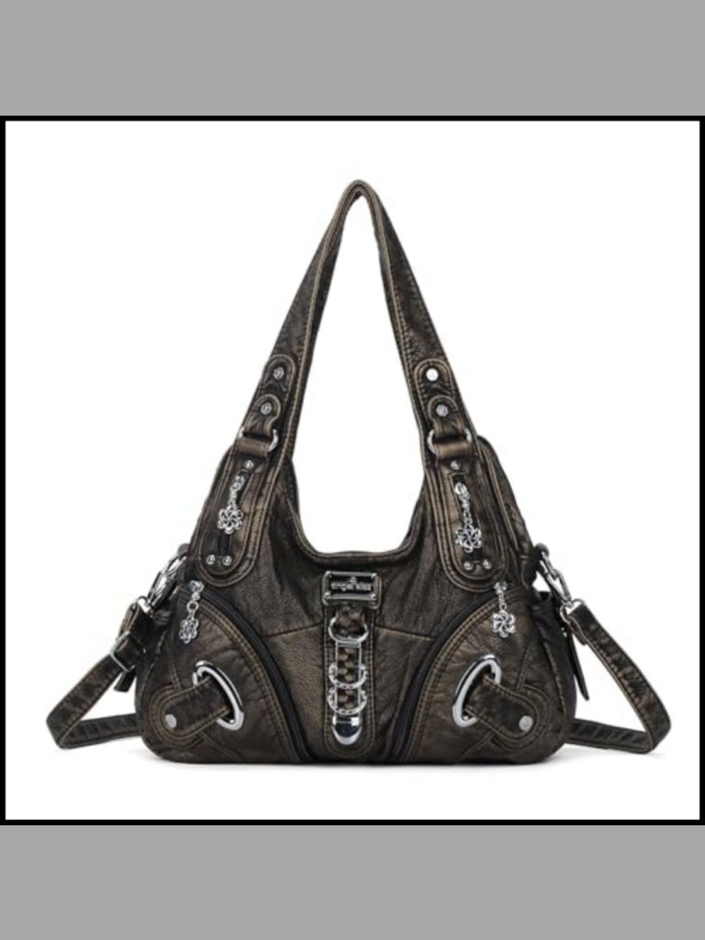 Washed PU Leather Hobo Shoulder Bag Satchel Handbag for Women